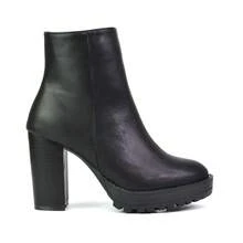 XY LONDON Cole Ankle Boots With Platform Block High Heel - Black - View 5