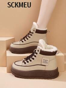 SCKMEU 1 Paar 2025 Winter Neue Vielseitige Modische Dicksohlige Leichte Schneestiefel, Damen Plüsch Dicksohlige Hohe Schuhe