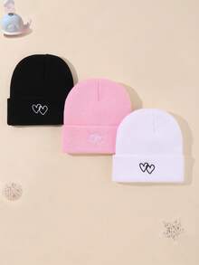 1/3pcs Kids Solid Color Autumn/Winter Warm Knitted Hat, Suitable For Keeping Children Warm - Multicolor - View 8