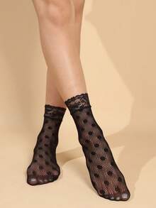 6 Pairs Lace Patchwork Ankle Socks, Women Sexy Thin Short Socks