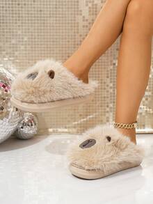 Pantoufles glissantes mignonnes et de dessin animé pour femmes, légères et confortables, chaudes avec bout fermé. Pantoufles d'intérieur adaptées pour la maison, le salon, le dortoir en automne/hiver