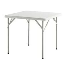 SATURNIA Quadratischer Klapptisch, HDPE, multifunktional, tragbar, langlebig, vielseitig einsetzbar, 86 x 86 x 74 cm, weiß - Weiss - Übersicht 1