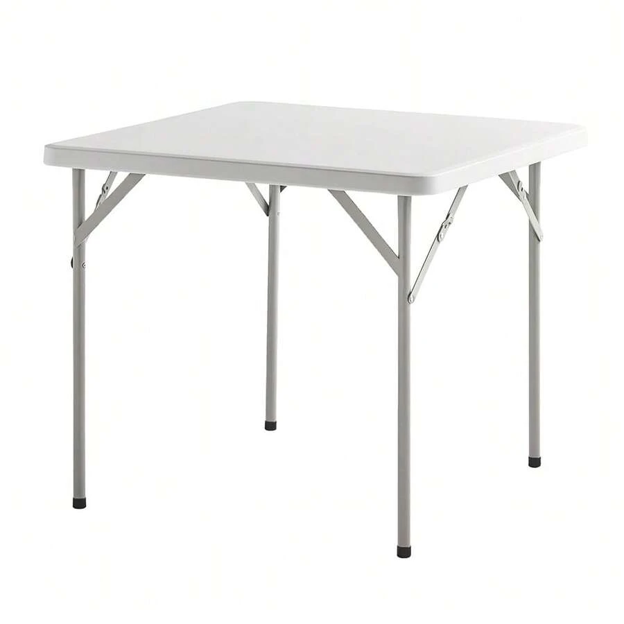 SATURNIA Quadratischer Klapptisch, HDPE, multifunktional, tragbar, langlebig, vielseitig einsetzbar, 86 x 86 x 74 cm, weiß - Weiss - Übersicht 1