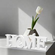 1pc Plastic White Butterfly "HOME" Letter Decor, Indoor Tabletop Cozy Decorative Letter Sign, Suitable For Home, Wedding, Anniversary, Party Decoration