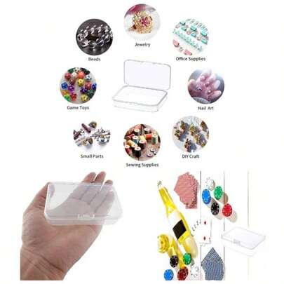 12 Pcs Plastic Storage Containers Box With Lid, 3.5x2.4 Inches Rectangle Box Collecting Small Items, Beads, Game Pieces, Business Cards, Crafts Accessories