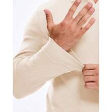 Men's Casual Buttonless Shirt Long Sleeve Ribbed Knit Shirts - 3X-Lớn + A Trắng Be - Xem 6