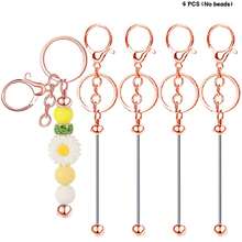 4/12 Stück Schlüsselanhänger Perlenstreifen zum Herstellen von Schlüsselanhänger Blanko Perlen Metall Schlüsselanhänger, geeignet für Schlüsselanhänger Handwerk DIY Geschenk Silbrig