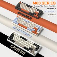 ATTACK SHARK M68 65% Wireless Gaming Keyboard, Bluetooth/2.4GHz/Wired 3-Mode Silent Membrane Keyboard, PBT Keycaps, 2000mAh Rechargeable Battery, 67-Key Rainbow LED Backlit PC Gaming Keyboard - Multicolor - View 8