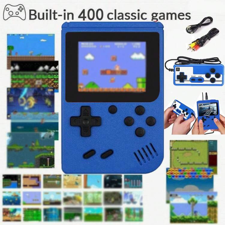 1台Macaron Mini 400合1复古掌上游戏机，大屏幕便携式游戏机，内置400多款经典游戏，支持电视连接，多种颜色可选 - 彩色 - 查看 29