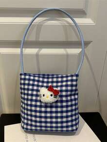 Sanrio Plaid Tote Bag Women's Cute Cartoon Check Pattern Shoulder Bag Lightweight Spacious Hobo Purse Kawaii Aesthetic Casual Daypack Gift Idea - Multicolor - View 7