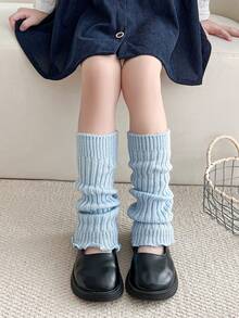 1 Pair Princess Style Vertical Striped Frill Trim Leg Warmers, Warm Knee/Leg Protector For Kids, All Season