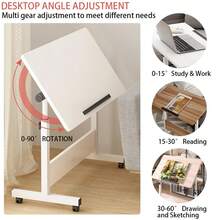 Adjustable Standing Desk, Mobile Stand Up Desk With Wheels, Portable Home Office Computer Workstations For Sitting And Standing - Maple - View 4