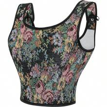 Women's Waist Cincher Bustier Boned Corset With  Design In 2025 - 黑色復古花卉 - 查看 3