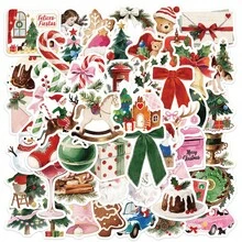50pcs Christmas Aesthetic Stickers, Cute Cartoon Stickers Suitable For Coloring Books, Cup Accessories, Water Bottles, Laptops, Phones, Skateboards, Guitars, Luggage, Scrapbooks, Helmets, Bicycles, Motorcycles, Cars, Handbags, Halloween, Christmas, Thanksgiving, Easter Party Decorations And Gifts