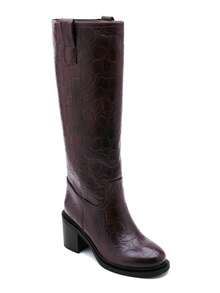 Mid-Calf Boots With A Slightly Pointed Toe And A Stable Block Heel-An Elegant And Comfortable Look. - Brown 2525A - View 2