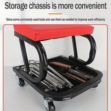 Foldable Garage Mobile Mechanic's Crawling Stool, 2-In-1 Maintenance Trolley, 360° Rotating Resting Stool, Z-Shaped Crawling Stool - Red - View 9
