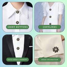 1pc Button Covers Cufflinks For Men Women,Button Cover For Shirt Tuxedo,Copper Base Black Rhinestone Flower,Decorative Buttons For Crafts,Shell Button Covers Fancy Accessories For Business Daily Party Wedding Gifts