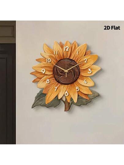 2D Flat Piece Creative Sunflower Home ation Wand Clock, Ultra Quiet Quartz Movement, No Ticking Sound, ative Painting Living Room, Bedroom Office, Stylish Klok Watch, Unique Personalized, Clear Reading Time, view 9
