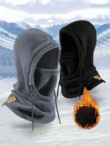 1pc Warm And Windproof Winter Hat For Men And Women, Outdoor Fleece Hat, Windproof Lace Up Cap With Seam Label Letter, Windproof Head Cover For Mountain Bike Riding, Motorcycle Face Mask Hat, Integrated Cold Resistant Scarf Hat For Motorcycle Riding - Perfect Outdoor Gift - Multicolor - View 12