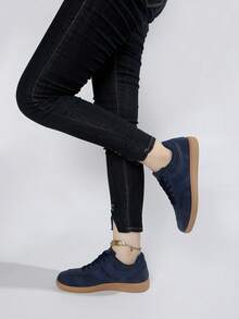 Women's Breathable Casual Flat Sneakers - Navy Blue - View 1