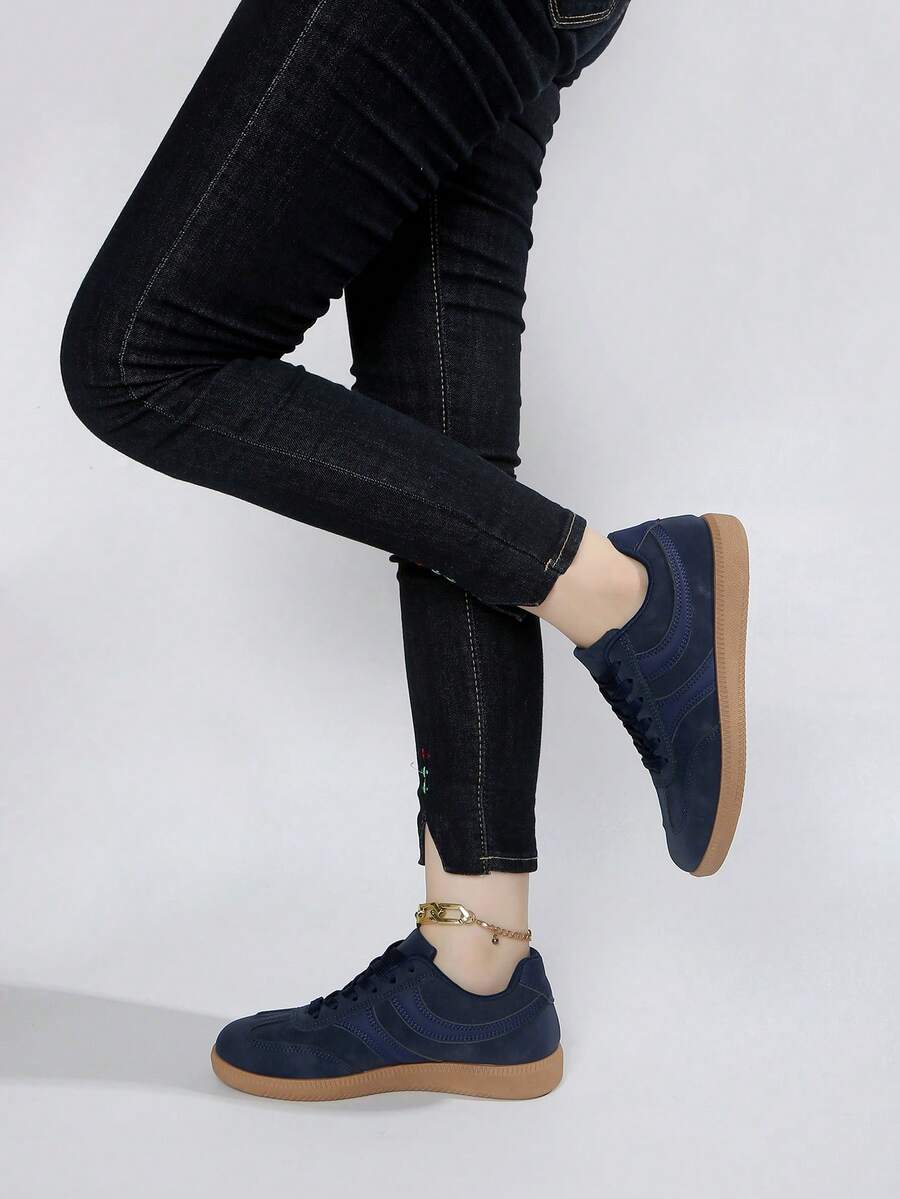 Women's Breathable Casual Flat Sneakers - Navy Blue - View 1