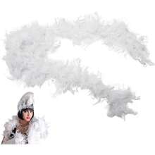 Plumas blancas boa 6.6 pies de largo y suaves plumas suaves disfraces de boa para fiestas, festivales, orgullo, blanco - 1 - Ver 6