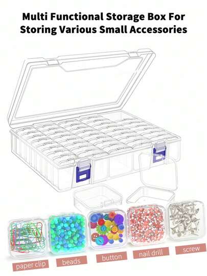 45/64 Grids 2.17inch * 2.17inch Jewelry Storage Box Set Factory Direct, Suitable For Storing Small Items Such As Jewelry, Diamond Paintings, Beads, Crafts, Pills, Etc.