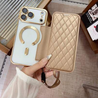 1PC Luxury Diamond Leather Flip Phone Case With Lanyard, Card Slots & Magnetic Closure - Full Coverage Shockproof Case With Lens Film Protection Compatible With IPhone 17ProMax/17Pro/17Air/17/12ProMax/12Pro/12/13ProMax/13Pro/13/14ProMax/14Pro/14/15ProMax/15Pro/15/16ProMax/16Pro/16/16E Compatible With Samsung Galaxy S25Ultra/S25+/S25/S25Edge/ S22Ultra/S23Ultra/S23+/S23/S24Ultra/S24PLUS/S24/A07/A16/A17/S23FE/A55/A56