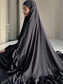 1 pieza Pañuelo de cabeza elegante con pliegues, adecuado para el uso diario y la oración de las mujeres (pañuelo de cabeza), abaya