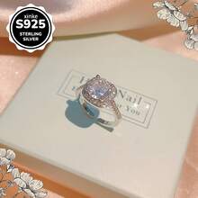 4-Piece Elegant 925 Silver Moissanite Jewelry Set - Simple Luxury Style, Including Open Ring, Earrings, Necklace, Perfect Gift Choice For Casual Outfits - 4PCS(項鍊+戒指+耳環) - 查看 7