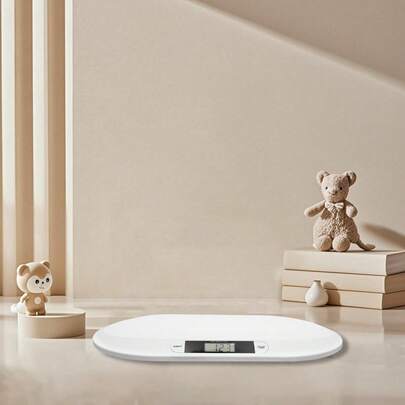 White ABS Baby Weighing Scale - 20kg/44.09lbs Capacity Baby Scale, 3-Unit (Kg/Lbs/St) Weighing Scale, Strain Gauge Precision Scale, Tare Function Infant Scale, LCD Display Baby Scale, 4-Rubber Feet Anti- Scale, Automatic Shut-Off Pet/Baby Scale