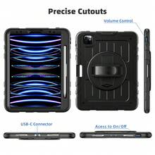 1pc Stock Case Compatible With IPad 11th/10th/ 9th/ 8th/ 7th Generation 11''/10.9''/ 10.2''/8.3', Ipad 10th 10.9'' Generation Tablet Cover With Pencil Holder [360° Rotating Hand Strap] &Stand, Case Compatible With IPad Mini 6 Mini 7 8.3 IPad7th/8th/9th 10.2 Inch IPad (A16) 11 Inch 11th Generation 2025 IPad 11(A16 2025) (Red+Black,Black)