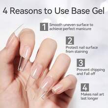 Gel Nail Polish No Wipe Base Gel Coat,15ml For Gel Nail Polish Soak Off LED Nail Lamp Gel Base Gel Upgraded Formula Long-Lasting DIY Home And Nail Salon{"Color_name":"15mlBaseGel"} - 15毫升基礎凝膠 - 查看 4