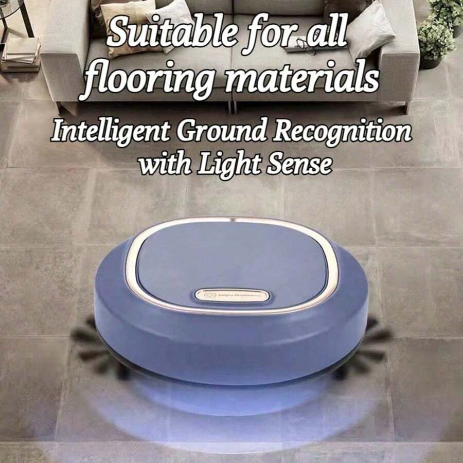 Robot Aspirador Barredora Robot Aspirador Limpiador Automático de Mopa de Piso Barredora 3 EN 1 Limpiador de polvo inteligente con aspiradora, Robot Barredora, Robot Aspirador Automático, Barrido, Fregona y Aspiradora, Robot de Barrido Recargable Robot Aspirador Inteligente Multifuncional Máquina de limpieza de eliminación de polvo y ácaros eficiente de barrido recargable,  Máquina barredora de limpieza para el hogar seco húmedo de doble uso para oficina en casa - azul - Ver 1