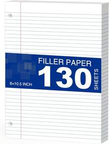 White Loose Leaf Paper 130 Sheets Filler Paper 8 * 10.5 College Ruled 3-Hole Punched 3-Ring Binders Notebook Lined 8 X 10.5 - 綠色1包 - 查看 8