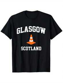 Men'S Funny Glasgow Scotland Traffic Cone Graphic T-Shirt - 100% 180gsm Heavyweight Casual Round Neck Short Sleeve Tee With Scottish Landmark Print, S-XXXL Sizes For Casual Attire & Themed Events - Humorous Scottish Souvenir Apparel, Funny Shirts For Men, Funny T Shirts, Funny Tshirts Men, Graphic Tees Men, Mens T Shirts, Shirts For Men, T Shirts For Men, T-Shirts For Men - 黑色 - 查看 1