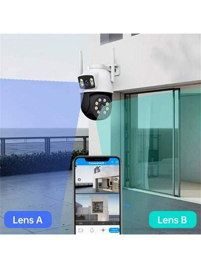 2.4G/5G WiFi Dual Lens Outdoor Surveillance Camera, High Definition Intelligent Monitoring Display Of Static Moving Images, PTZ Featuring Night Vision Function, Motion Detection, 355° Pan Tilt Rotation 90° Elevation Vision, Two Way Audio, Alert, Application Control, CCTV Camera Connected To Mobile Phone, Wand Mounted Security Indoor view 3
