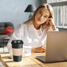 500毫升纸质咖啡杯，150/60/30个装，一次性带盖热咖啡杯，黑色，适用于热咖啡和可可饮品，适合家庭和咖啡馆使用，派对理想之选