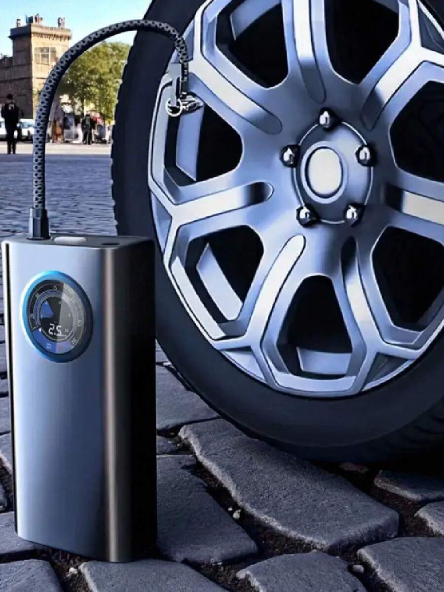 N011048 Compresor Portatil Bomba De Aire Eléctrica Llantas Aire Auto ,Bomba de inflado para automóvil, arranque de emergencia, máquina todo en, conveniente bomba de inflado, equipo de emergencia para automóvil - Negro - Ver 1