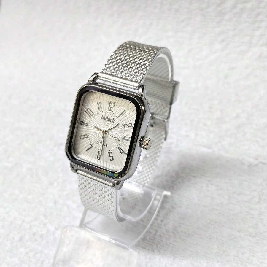 Women's Square Silicone Watch - Plateado - Ver 1