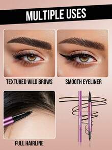 Misslyn 化妆 POWERLAB- BROWMASTER HYPER-FILL 眉笔，眉笔，二合一，双头眉笔，持续一整天，深棕色，黑色，防水，防汗，持久，眼妆，防晕染，3D 效果，毛流，浓眉，顺滑，眼线，狂欢节，夏季，旅行，多功能，便携，角色扮演，派对，水眉笔 - #01 Dark Brown & Black - 查看 5