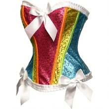 Women's Waist Cincher Bustier Boned Corset With  Design In 2025 - Rainbow - View 2