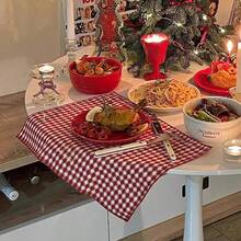 1 Stück/6 Stücke rote karierte Weihnachtstischsets, Weihnachtsdekoration für Zuhause, Küche und Esszimmertisch