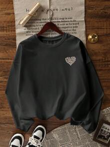 2025秋季新款时尚休闲宽松中长款T恤女字母印花长袖上衣街头韩版 - 深灰 - 查看 6