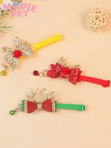 2 chiếc vòng cổ nơ Giáng sinh cho chó mèo cưng, phong cách mới cho ngày lễ - Nhiều màu - Xem 3