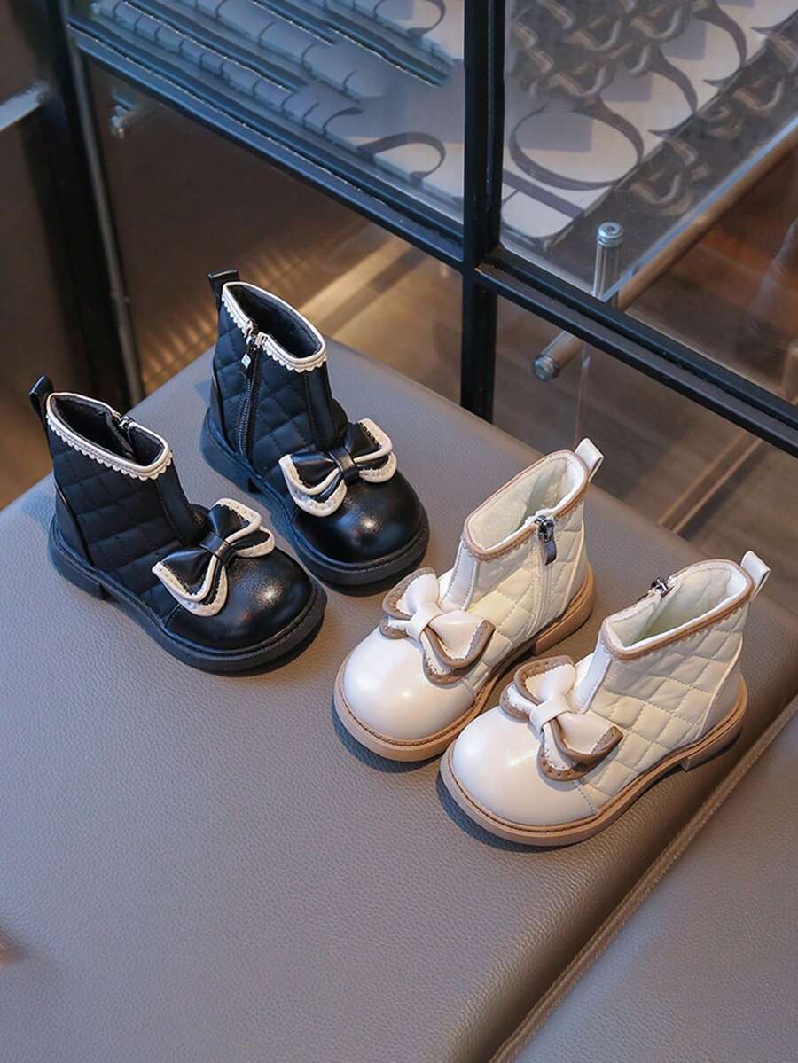 1 Pair Baby/Kids Boots, Girls Short Boots, 2025 New Autumn/Winter Bowknot Boots, Princess Style