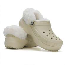 Crocs Classic Cloud Warm Clog Slippers/Sandals, Hollow Shoes With Thermal Lining, Lightweight Women's Indoor/Outdoor Casual Shoes 212854-2Y2 - Bone White - View 3