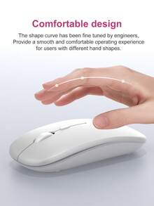 1pc Bluetooth Mouse Compatible With Ipad And Laptop Wireless Silent Mouse (Battery Not Included)-White