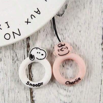 SNOOPY 1件（随机）史努比手机挂绳，硅胶指环，卡通手机扣带，短款挂饰，链条，钥匙和U盘挂件，圣诞节[随机款式]