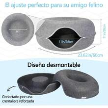 AKASENKO Cama deúnel para Gatos, Nido para Gatos Disponible en Las Cuatro Estaciones, Tubo Redondo Desmontable de Fieltro, con Mirilla, Adecuado para Mascotas pequeñas. (Gris, 50 * 50 * 20) - Gris - Ver 3